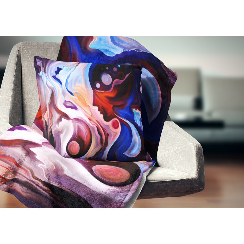 Femme regardant - Coussin imprimé abstrait, 16 po x 16 po, Coussin décoratif