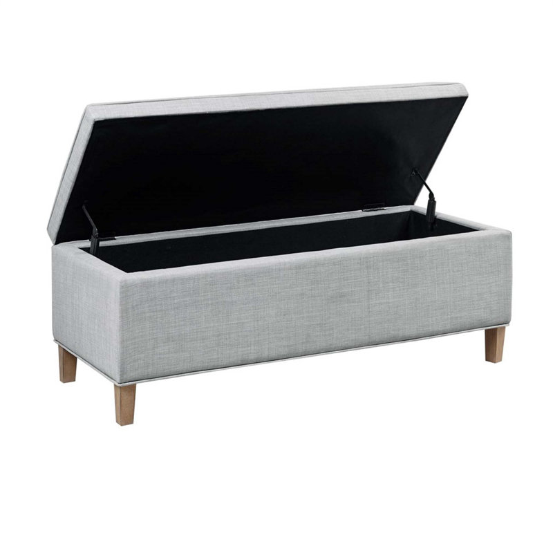 Rectangular Soft Close Storage Bench, Light Gray