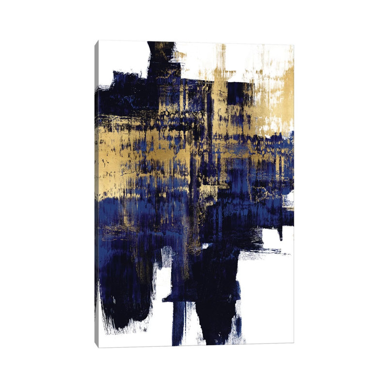 Dynamic Gold On Blue I by Alex Wise - Wrapped Canvas Print, 45.72cm H x 30.48cm W x 1.91cm D