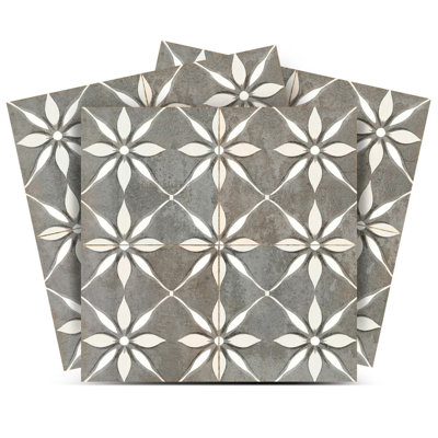 5" x 5" Floral Vinyl Peel and Stick Mosaic Tile (Set of 24)