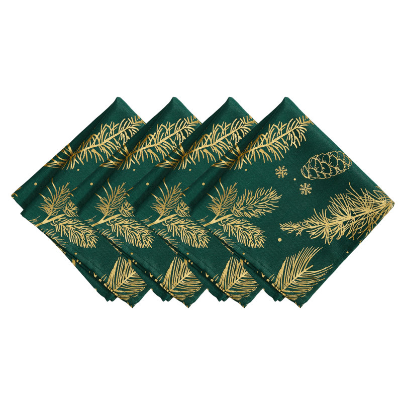 Kamoria Pine Foil Fabric Holiday Napkins
