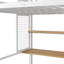 Lit mezzanine double en métal avec garde-robe, bureau, tablettes de rangement, blanc