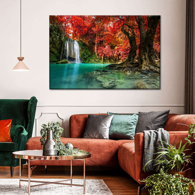 " Autumn Trees And Waterfall ", 32" H x 48" W x 1.25" D