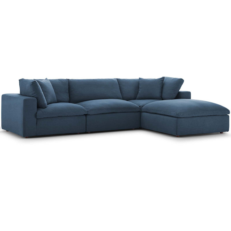 Modway Copper Grove Hrazdan Down-filled 4-piece Sectional Sofa Set, Azure