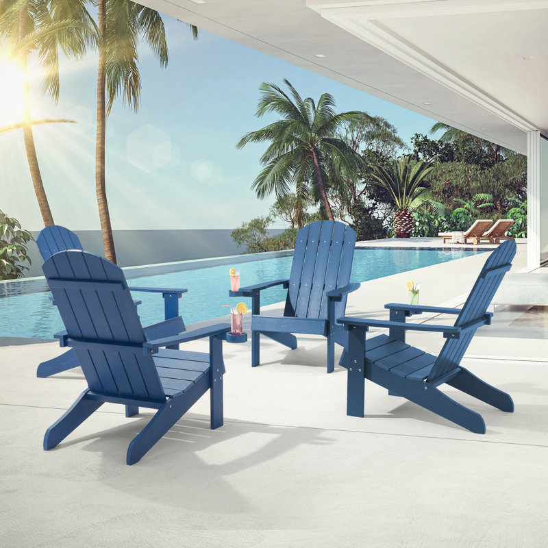 Garrey Outdoor Adirondack Chair, Navy Blue
