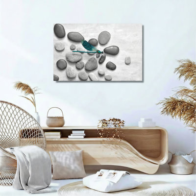 Ensemble de 1 tableau sur toile Libellule et Pierres