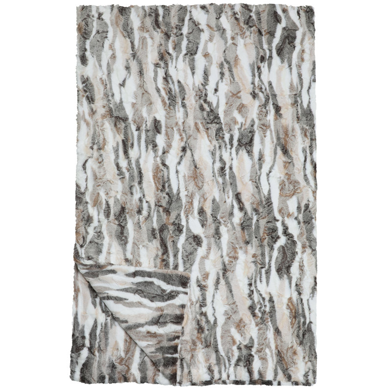 Himalayen Wooded River - jeté - 60 x 72, Blanc / gris / crème / brun clair