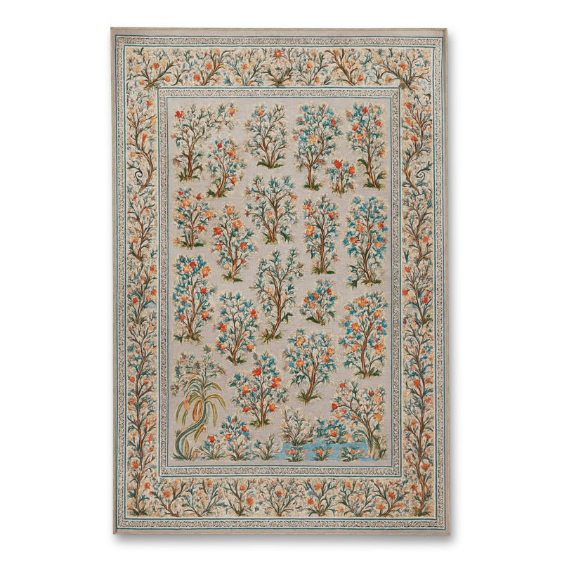 Tapis blanc tissé à motif lavable Mosso, 3'3" x 6'7"