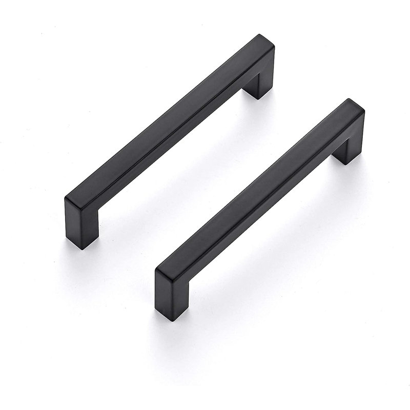 Matte Black 5" Modern Stainless Steel Cabinet Pulls Set