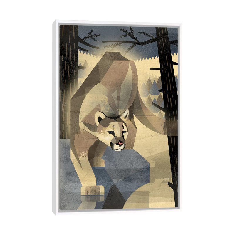 Mountain Lion by Dieter Braun - Print on Canvas, 66.04 cm H x 45.72 cm W, White Framed