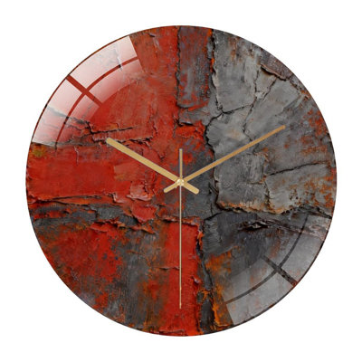 12" Round Tempered Glass Wall Clock with Silent Quartz Movement