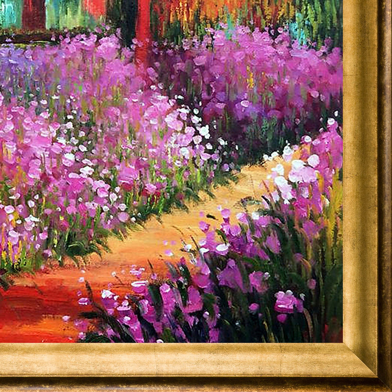 «Garden at Giverny» par Claude Monet, reproduction d'art sur toile encadrée, H 35 po x l 45 po x P 2 po, Antique athénien