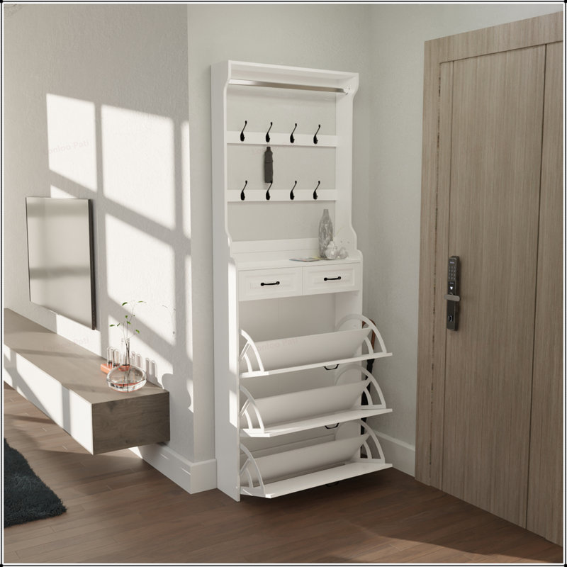 Armoire à chaussures polyvalente avec plusieurs compartiments et un support pour un rangement et une organisation efficaces