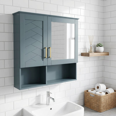 Une armoire de salle de bain murale sophistiquée de 30 po à fixation murale deux-en-un avec des tablettes intérieures réglables et une technologie de porte à fermeture en douceur