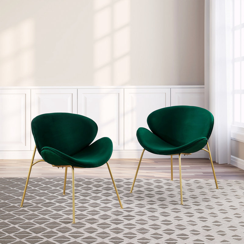 Kuhlman Velvet Side Chair Dining Chair, Green