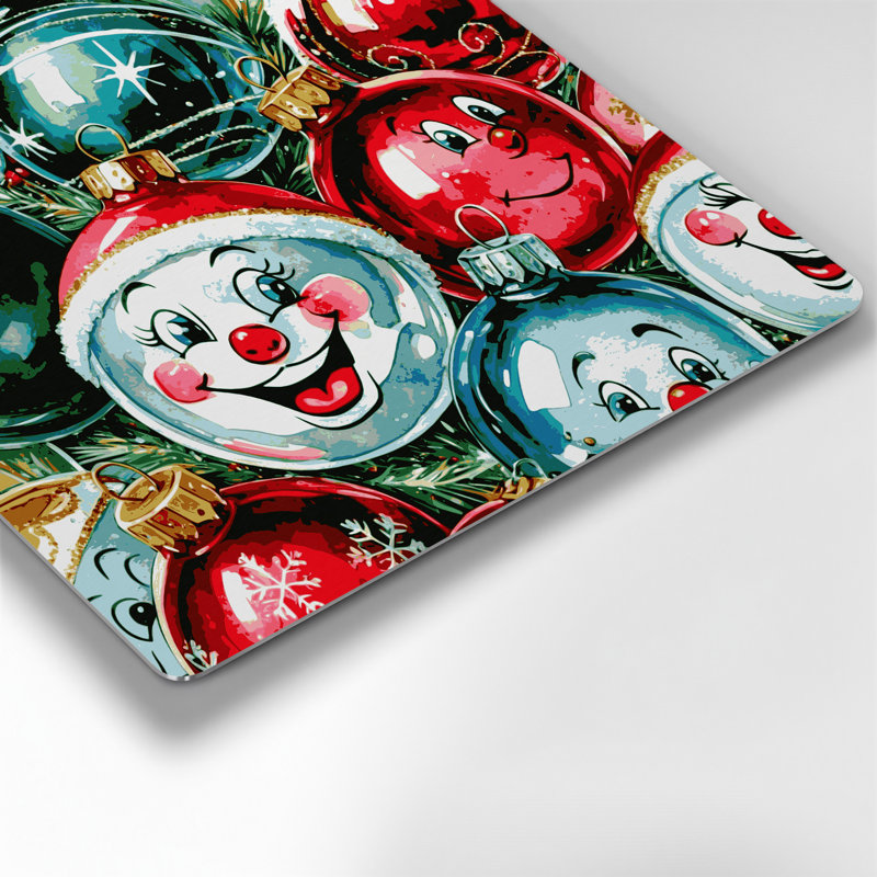 Art mural en métal beige avec décorations de Noël, H 12 po x l 12 po