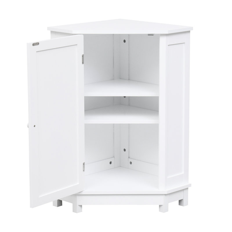 Stylish White Bathroom Cabinet - Triangle Corner, Adjustable Shelves, Large Capacity For Toiletries & Towels Shelf Unit Space Functional
