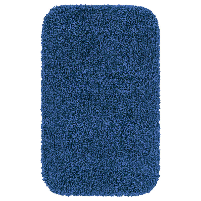 Treye Nylon Bath Rug with Non-Slip Backing, Rectangle 24" x 40", Navy