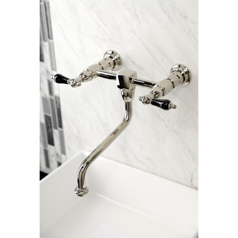 Kingston Brass Duchess Two-Handle 2-Hole Wall Mount Bathroom Faucet, Polished Nickel