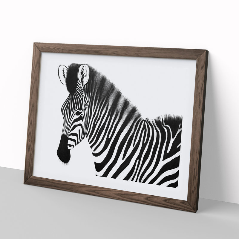 Zebra Portrait Vol.2 - Single Picture Frame Painting, 34cm H x 46cm W x 2cm D, Walnut