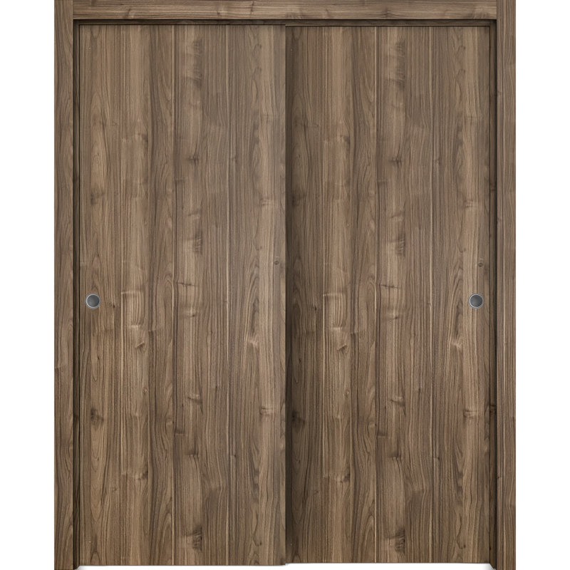 Panelled Wood Planum Sliding Closet Doors, 36" x 80", Walnut