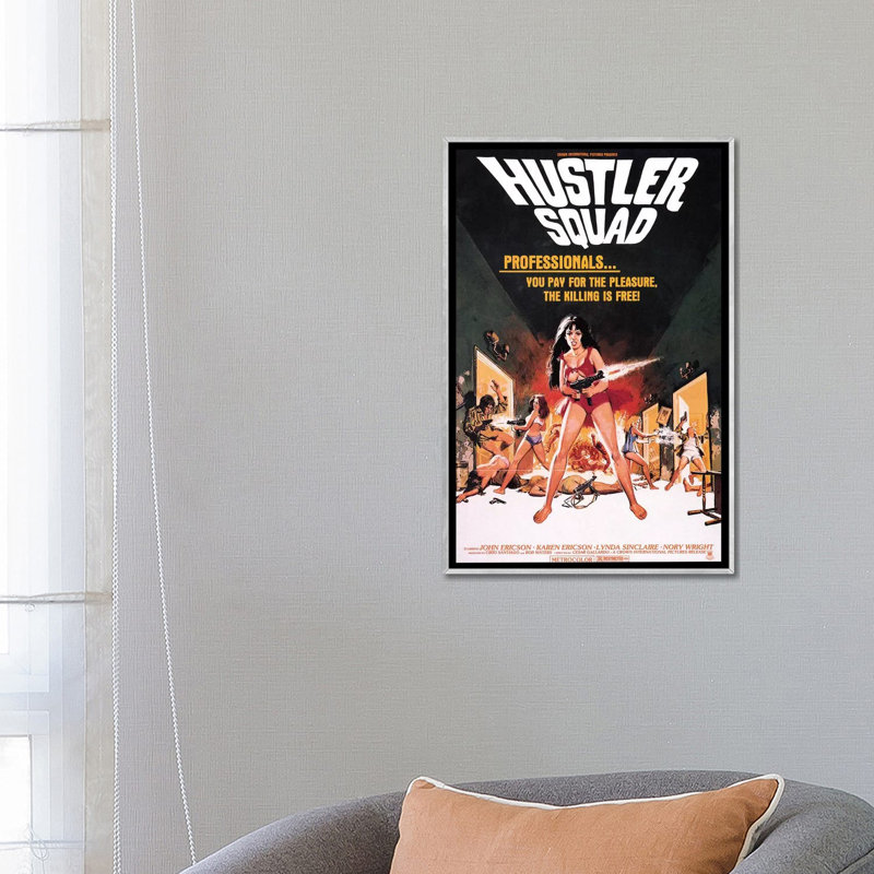 Affiche de Hustler Squad film par radio Days-impression d’art graphique, H 26 po x l 18 po x 1,5 po, Toile avec cadre argenté