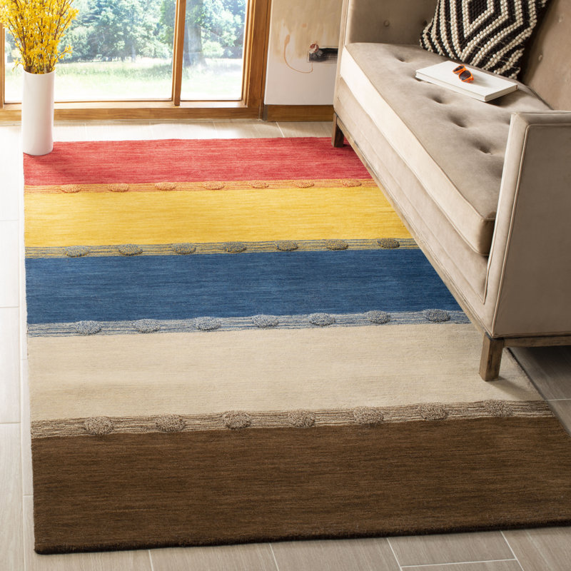 Tiernan Hand Loomed Wool Striped Rug, Rectangle 4' x 6'