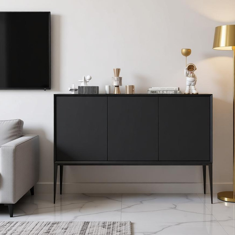 Armoire de salle à manger italienne minimaliste peinte, Noir