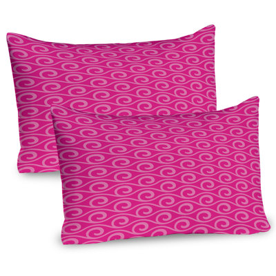 Ambesonne Hot Pink Pillow Sham 2 Pack Fantasy Waves Curves Pink Pale Pink