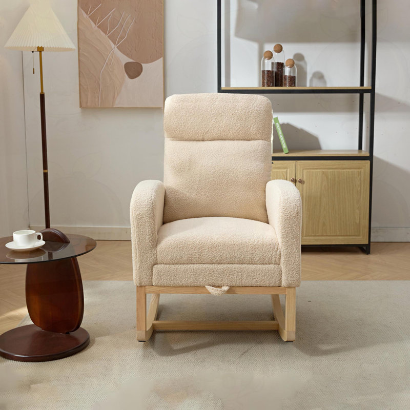 Fauteuil confortable avec poche latérale, Mélange de polyester beige