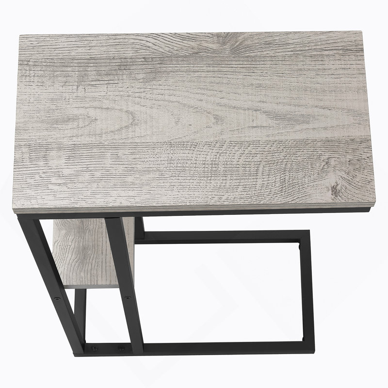 Shem End Table, Gray Top/Black Base, 25.25" H x 10.25" W x 18.25" D