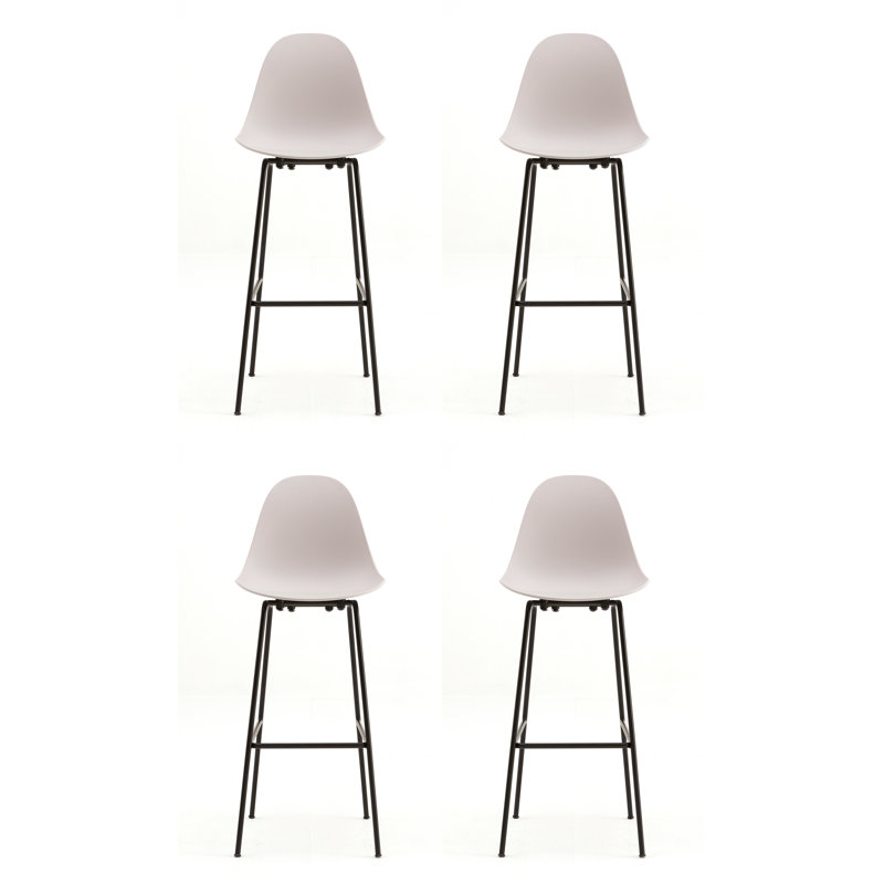 Tabouret de bar et de comptoir TA, Noir, Tabouret de comptoir (siège d'une hauteur de 25,6, Gris froid