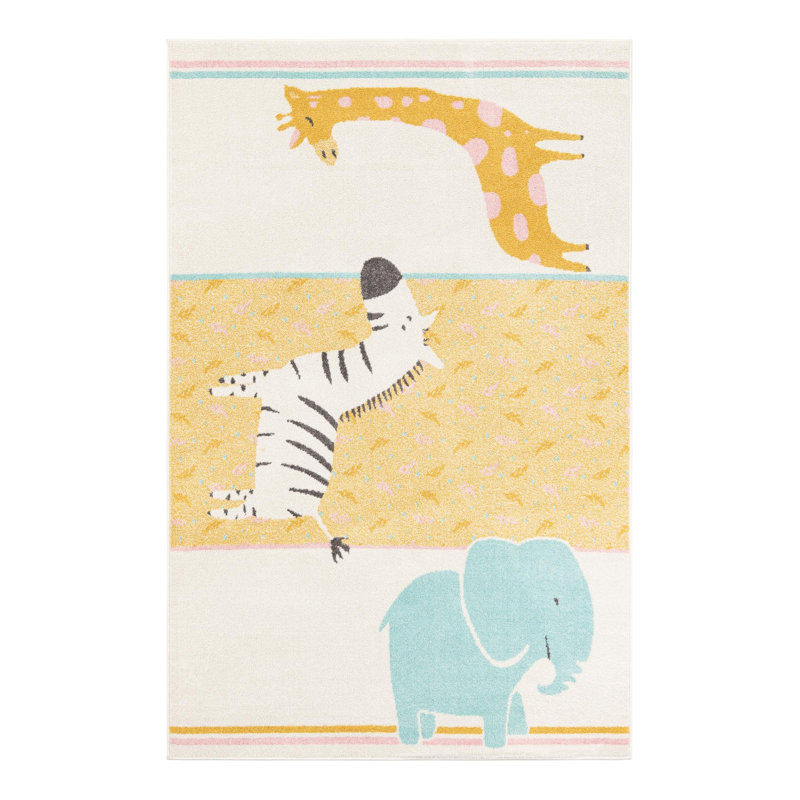 Unique Loom Whimsy Kids Rug -Ivory, Rectangle 5'3" x 8'