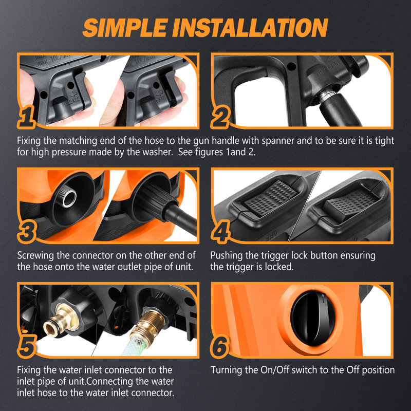 DNA Motoring Plug-in Pressure Washer, Orange/Black