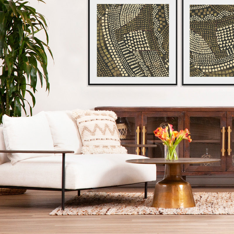 Golbez Round Aluminum Coffee Table, Vintage Brass