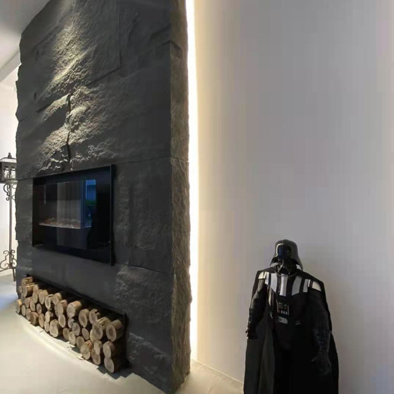 Britwall PU Wall Panel Lightweight Black Slate Rock Style 1200mm by 600mm by 20mm Pack 2