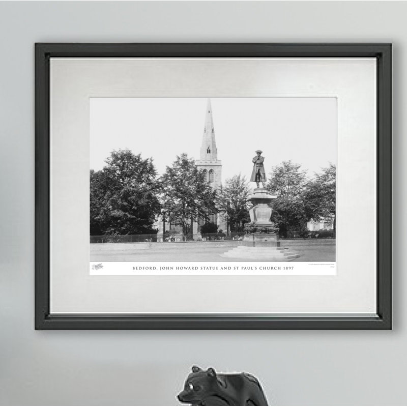 Bedford, John Howard Statue And St Paul - Single Picture Frame Print, 60cm H X 80cm W x 2cm D
