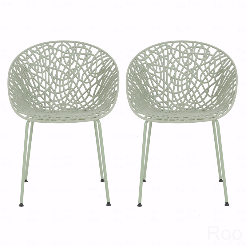 Set Of 2 Outdoor Patio Dining Chair, Green