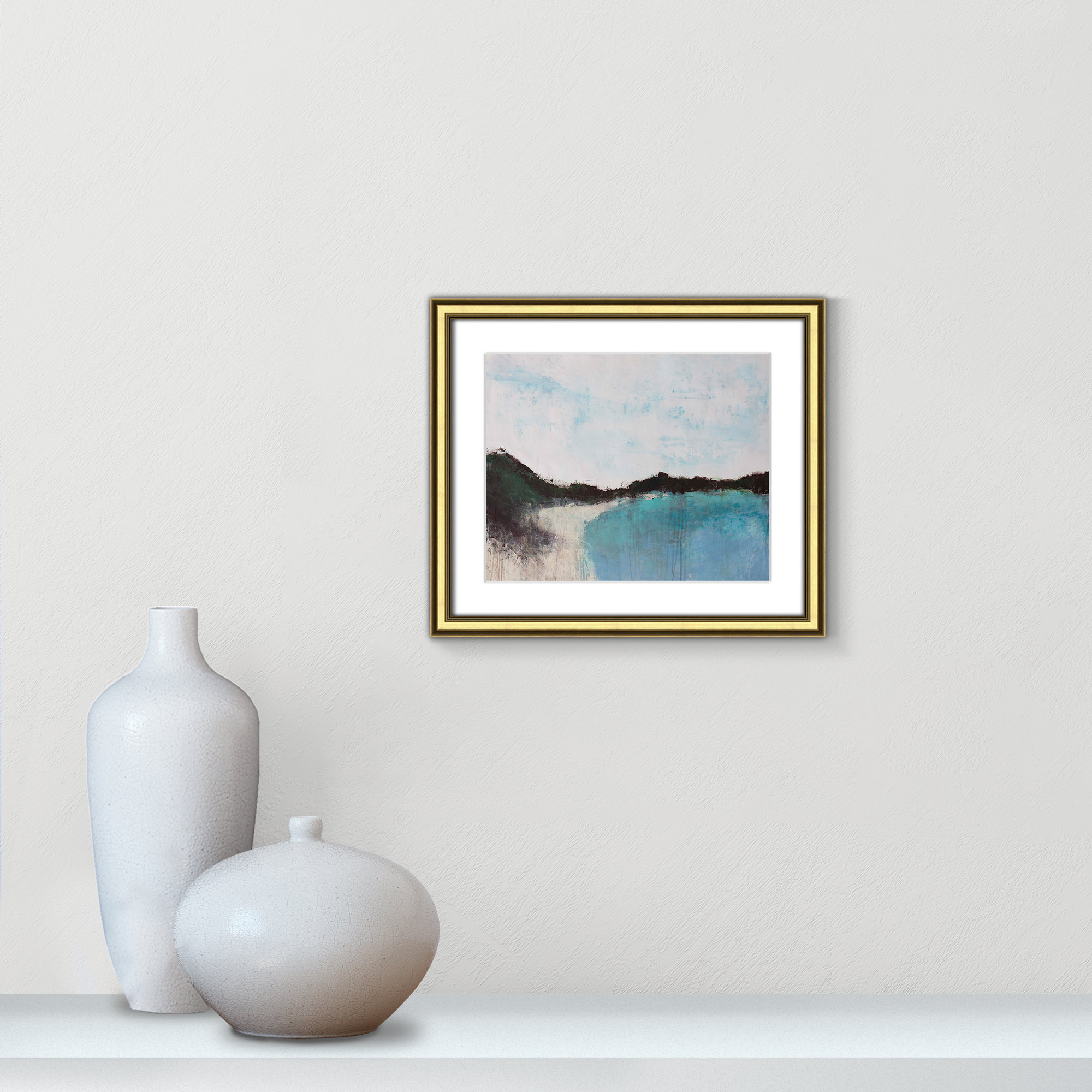Mountainside Lakeview III by Filippo Ioco - Print, Gold Framed, 14.25" H x 16.25" W x 0.75" D