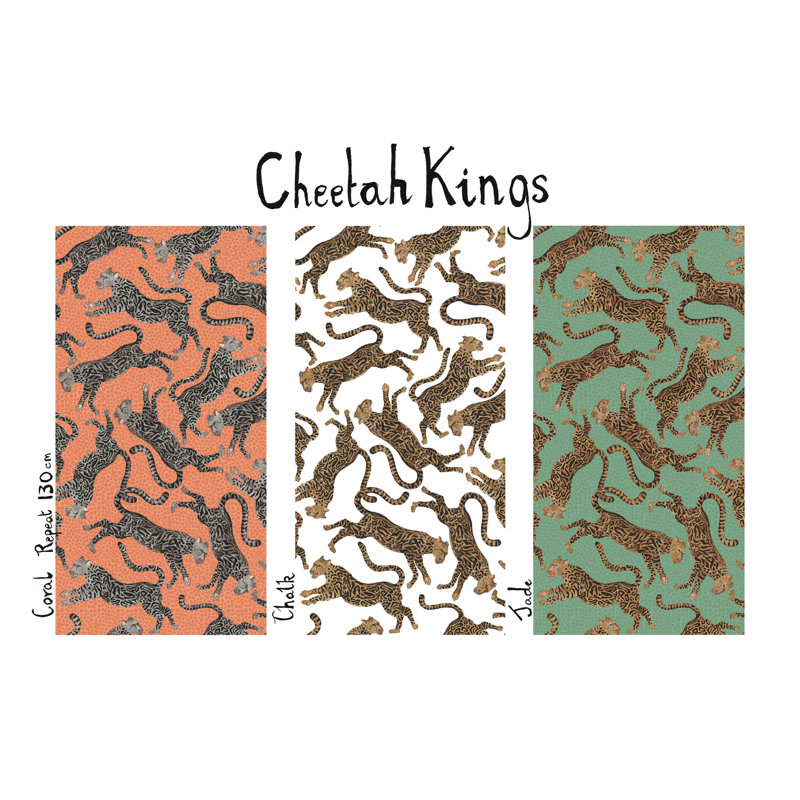 Sabie Cheetah Kings Fabric, Coral