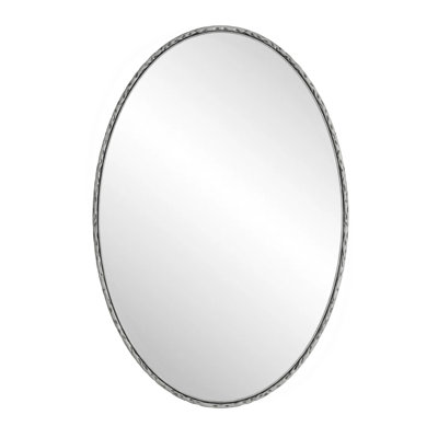 Iron Art Oval Retro Mirror, Antique Effect, Wall Hanging, Suitable For Bathroom, Bedroom, Living Room (Silver)