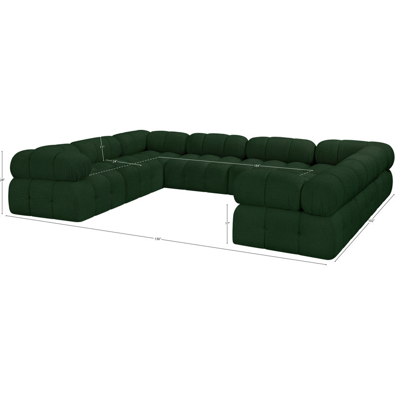 Canapé modulaire Hirobumi de 136 po, Tissu bouclé vert