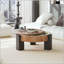 Table basse ronde avec rangement caché et placage de parquet-1385313426