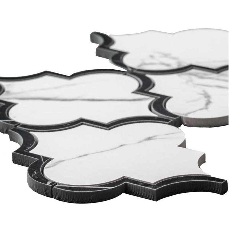 Stately Lantern 9" x 14" Porcelain Arabesque Marble Look Wall & Floor Tile, Calacatta