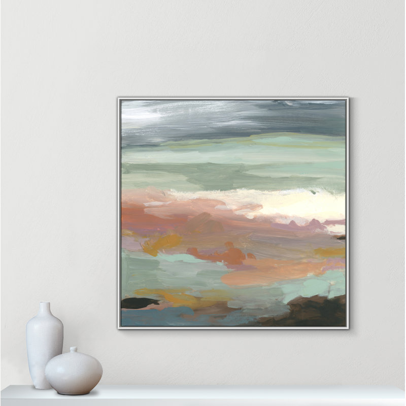 Bingham Ocean Bluffs by Carol Robinson - Painting Print on Paper, Picture Framed Canvas, 46.5" H x 46.5" W, White