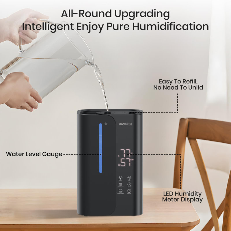 Top Fill 5L Large Room Smart Humidifier, Black