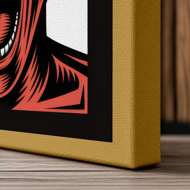 Skull with Clock Eyes Industrial 1 Piece Wrapped Canvas Wall Art, 36x24 - 91.4 x 61.0 cm, Ochre Border