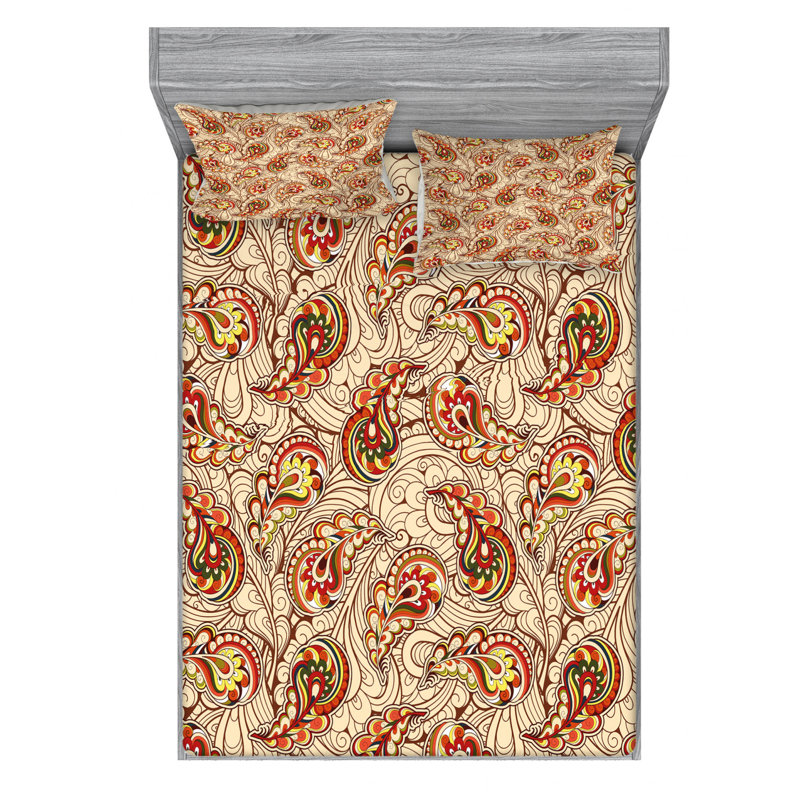 Microfiber Damask Sheet Set, Queen Sheet Set with Fitted Sheet