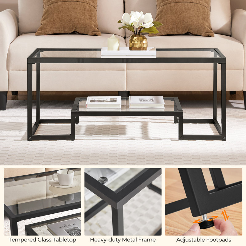 Ailer Glass Top Coffee Table, Black