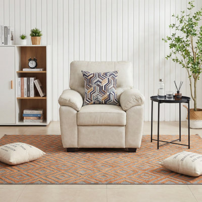 Fauteuil d'appoint 36,8 po avec coussin géométrique complémentaire Leathaire